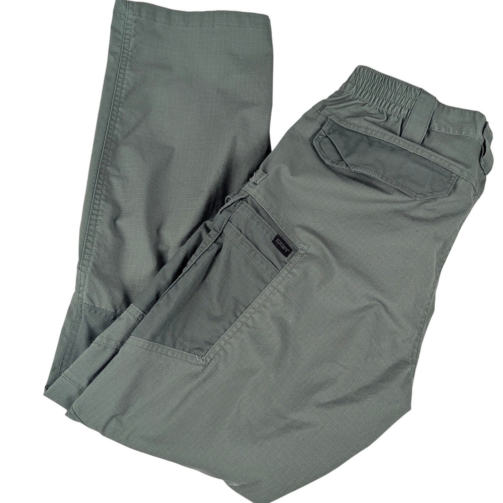 CQR Mens Tactical Cargo Pants Olive Green Ripstop Multi Pocket 32W x 32L